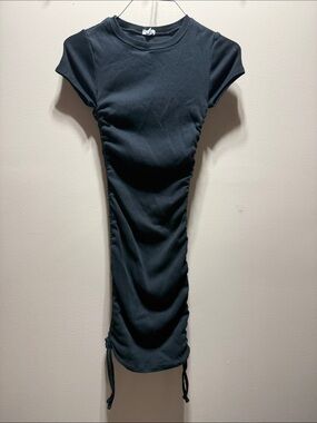 Garage Black Ruched Short Sleeve Bodycon Dress